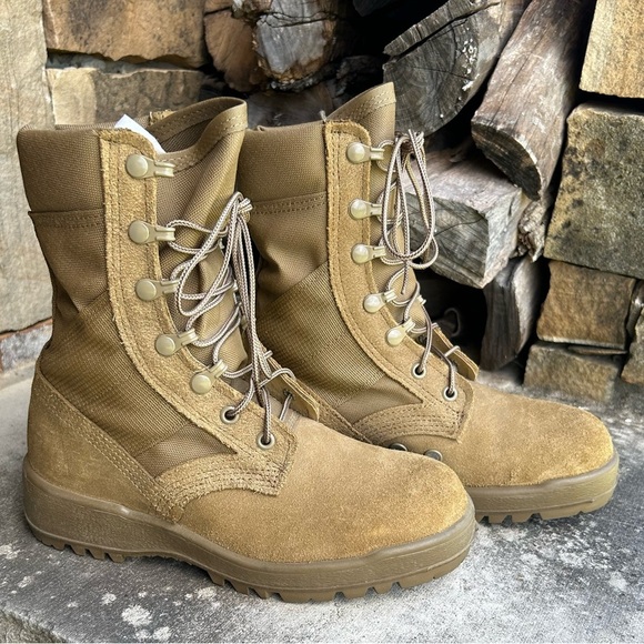 Vibram Tan Lace-Up Combat Boots Coyote Hot weather Army boots.Sz-4W. R - Picture 4 of 12